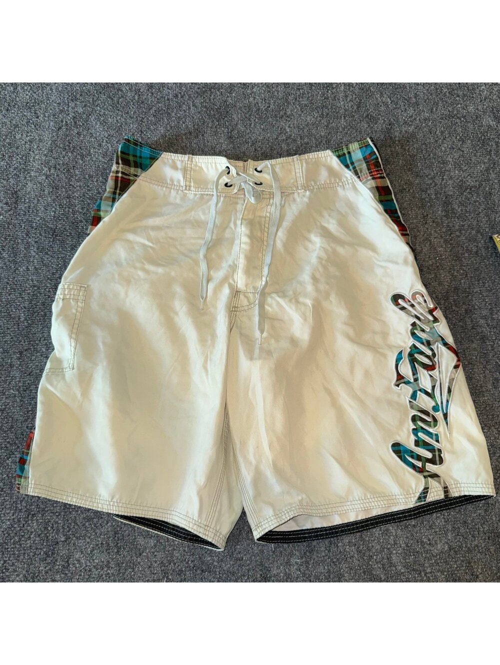 American Eagle Script Spellout Surf Board Shorts Mens SM 30 Vtg y2k 90s Rare